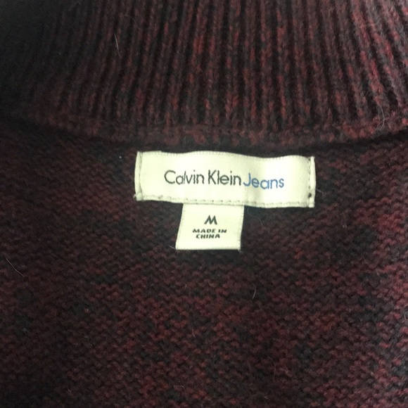 Calvin Klein Jeans Men’s Maroon half-zip Sweater - Picture 3 of 3